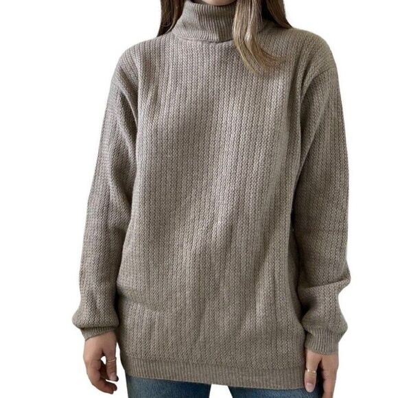 NWT Loro Piana Mens 100% Cashmere Tan Ribbed Turtleneck Luxury Sweater Sz L - Picture 4 of 11